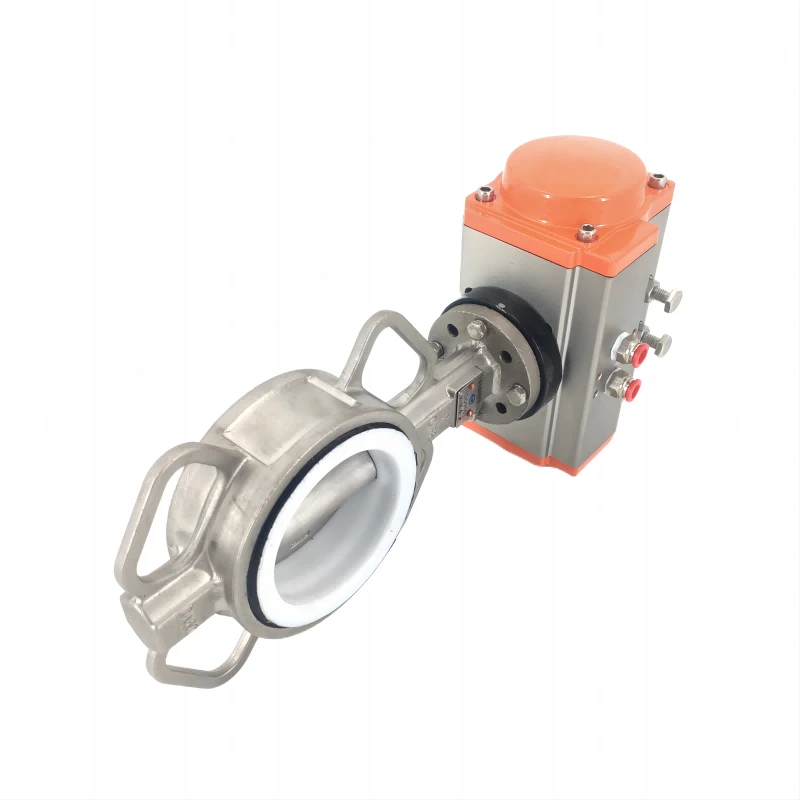 Pneumatic wafer stainless steel PTFE butterfly valve